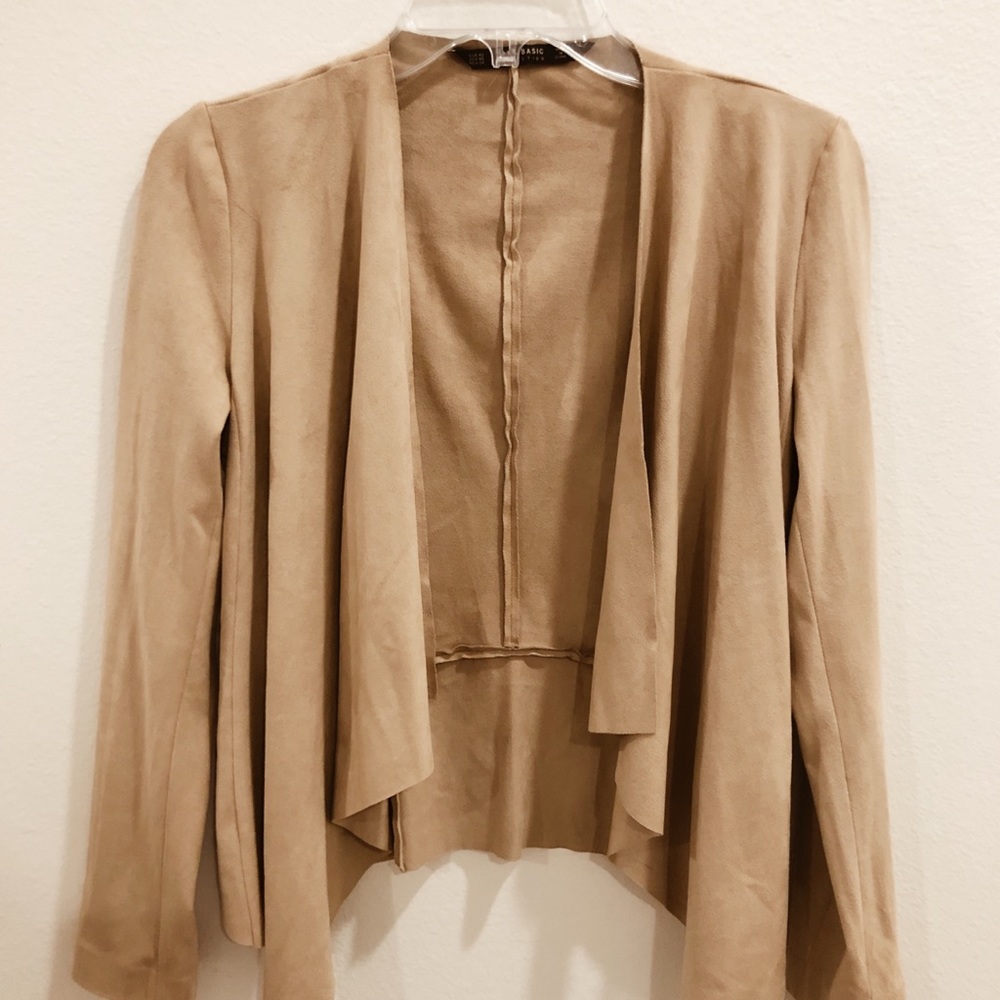 Tan Zara Loose Suede Light Jacket XS